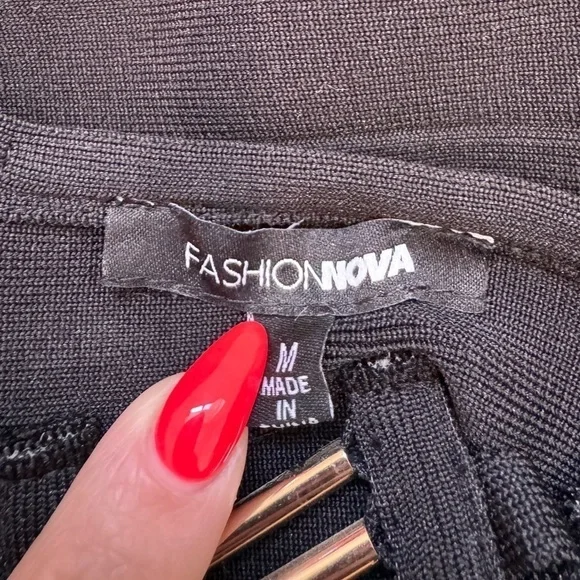 Fashion Nova Bandage Midi Black Dress (M) - Picture 7 of 8